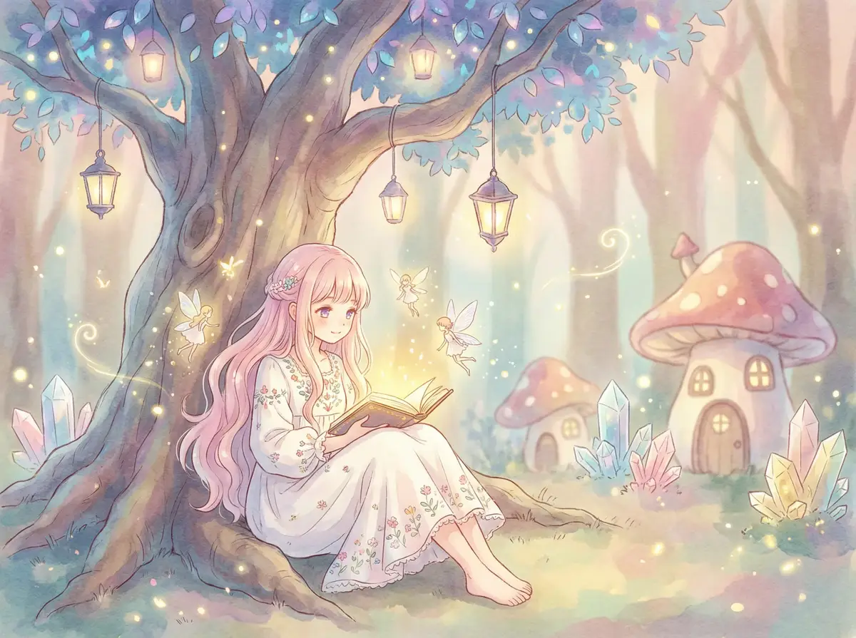 斗罗大陆148集 - 魔法森林中阅读故事书的粉发少女与精灵